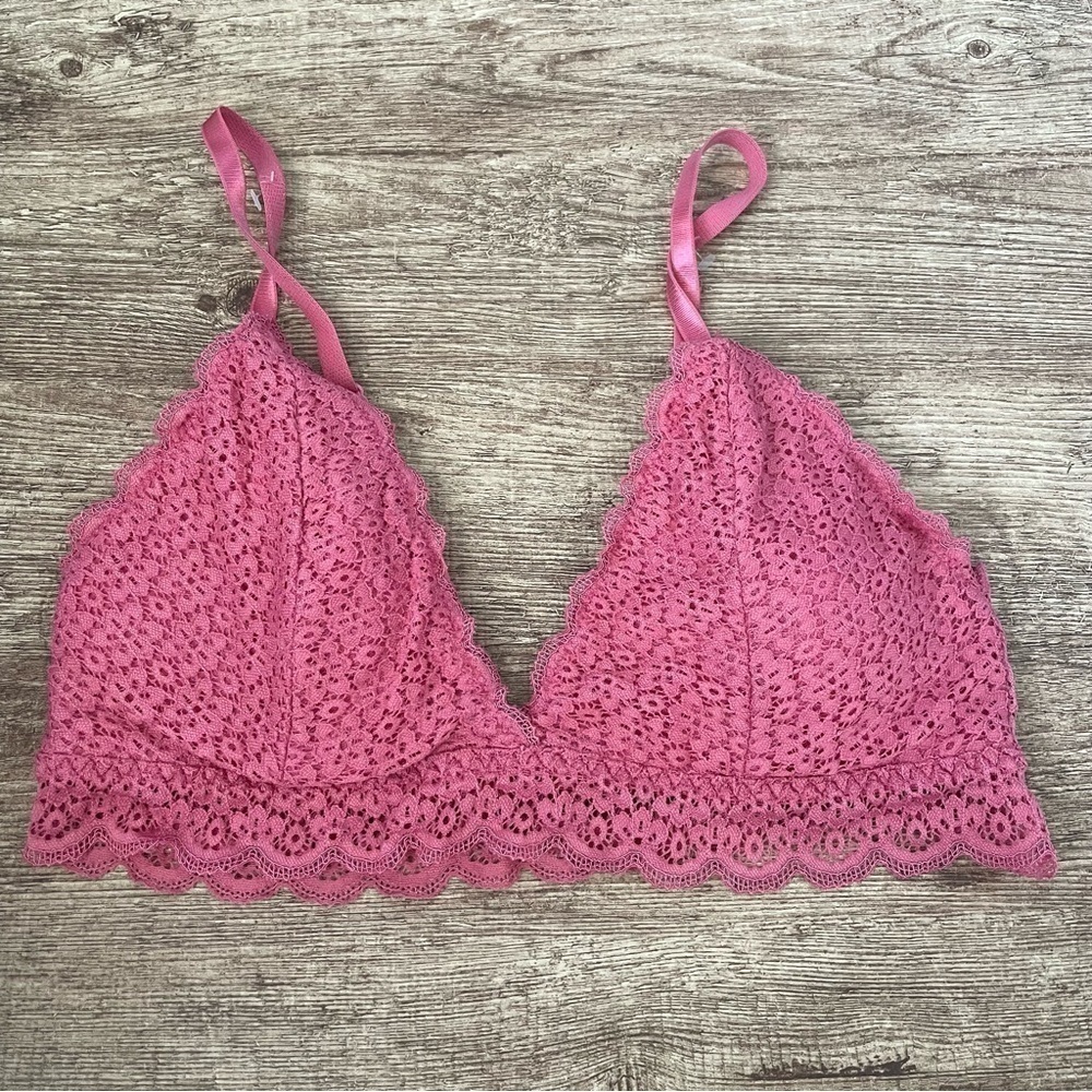 Laura Ashley Pink Lace Bralette Size Large  3oz